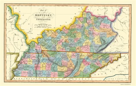 MAP Map Of Kentucky And Tennessee